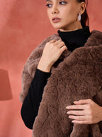 InWeave Dull Brown Rabbit Faux Fur Cape | Grocsy