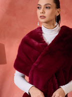 InWeave Burgundy Faux Fur Cape | Grocsy