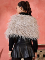 InWeave Light Grey Thread Fur Cape | Grocsy