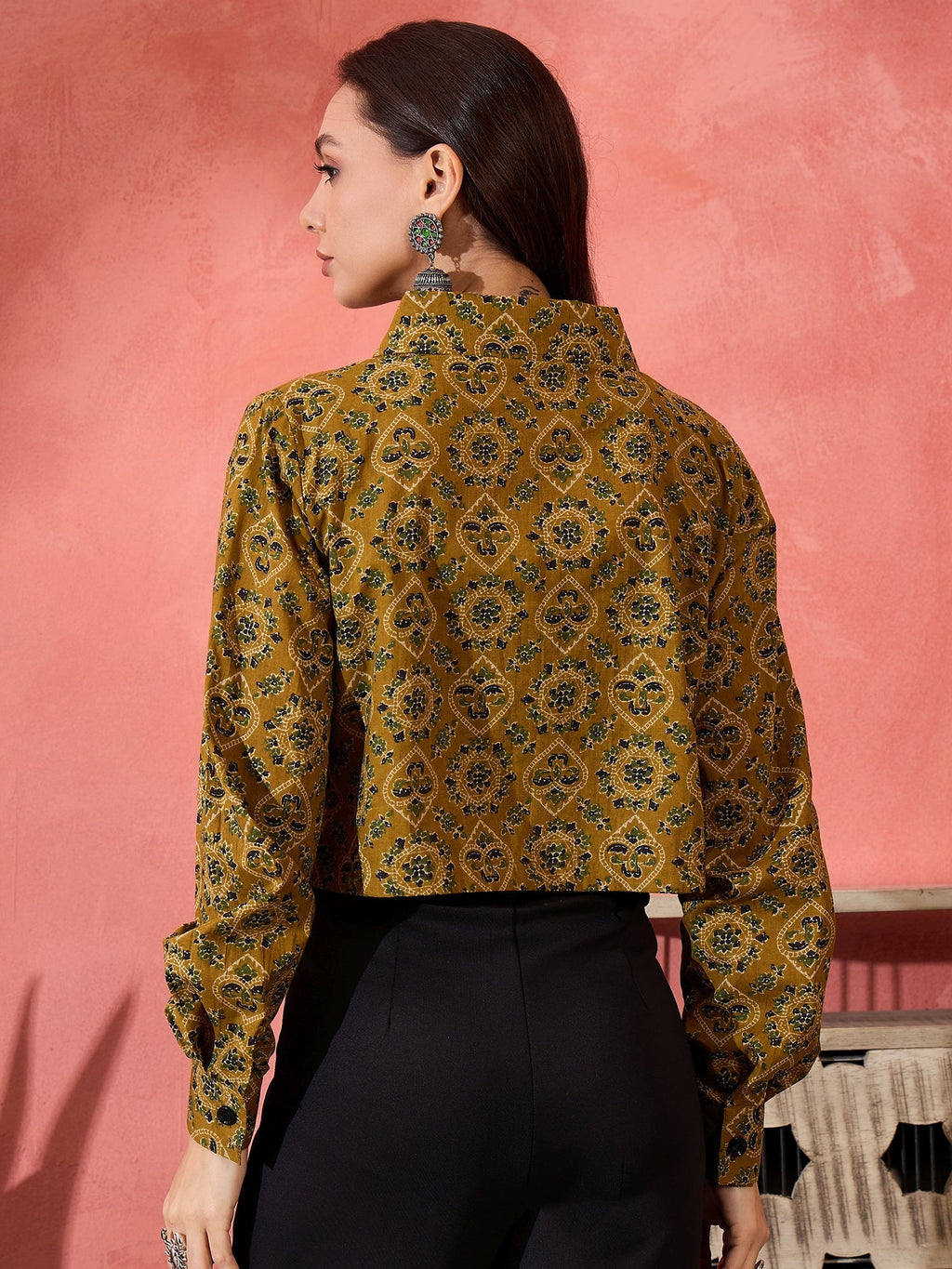 InWeave Dark Yellow Kalamkari Pocket Jacket | Grocsy