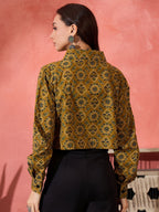 InWeave Dark Yellow Kalamkari Pocket Jacket | Grocsy