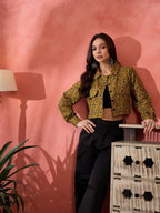 InWeave Dark Yellow Kalamkari Pocket Jacket | Grocsy