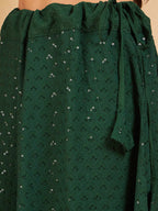 InWeave Green Chikankari Skirt | Grocsy