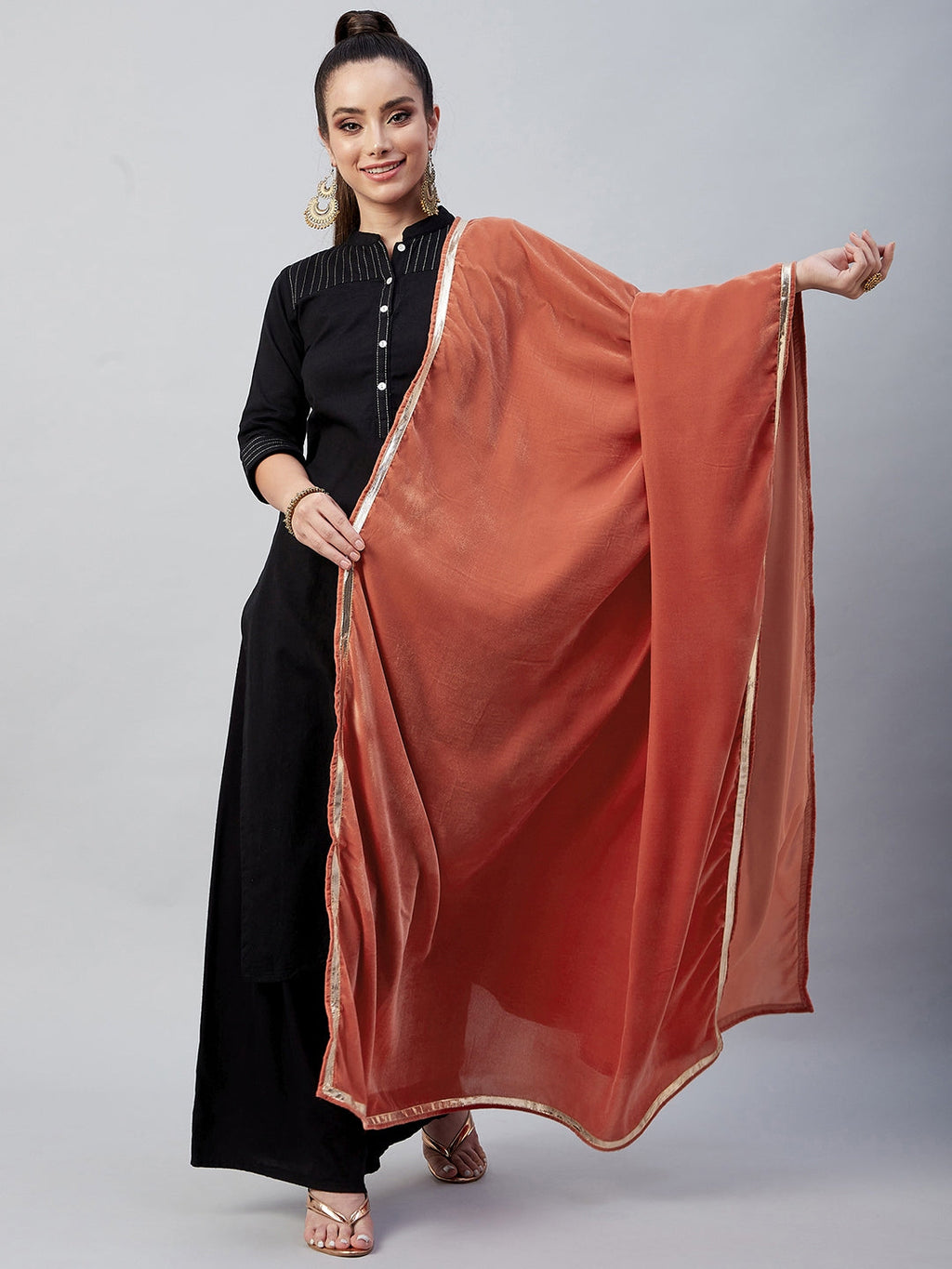 InWeave Rust Solid Velvet Shawl | Grocsy