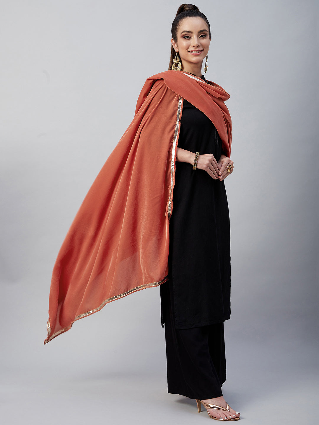 InWeave Rust Solid Velvet Shawl | Grocsy