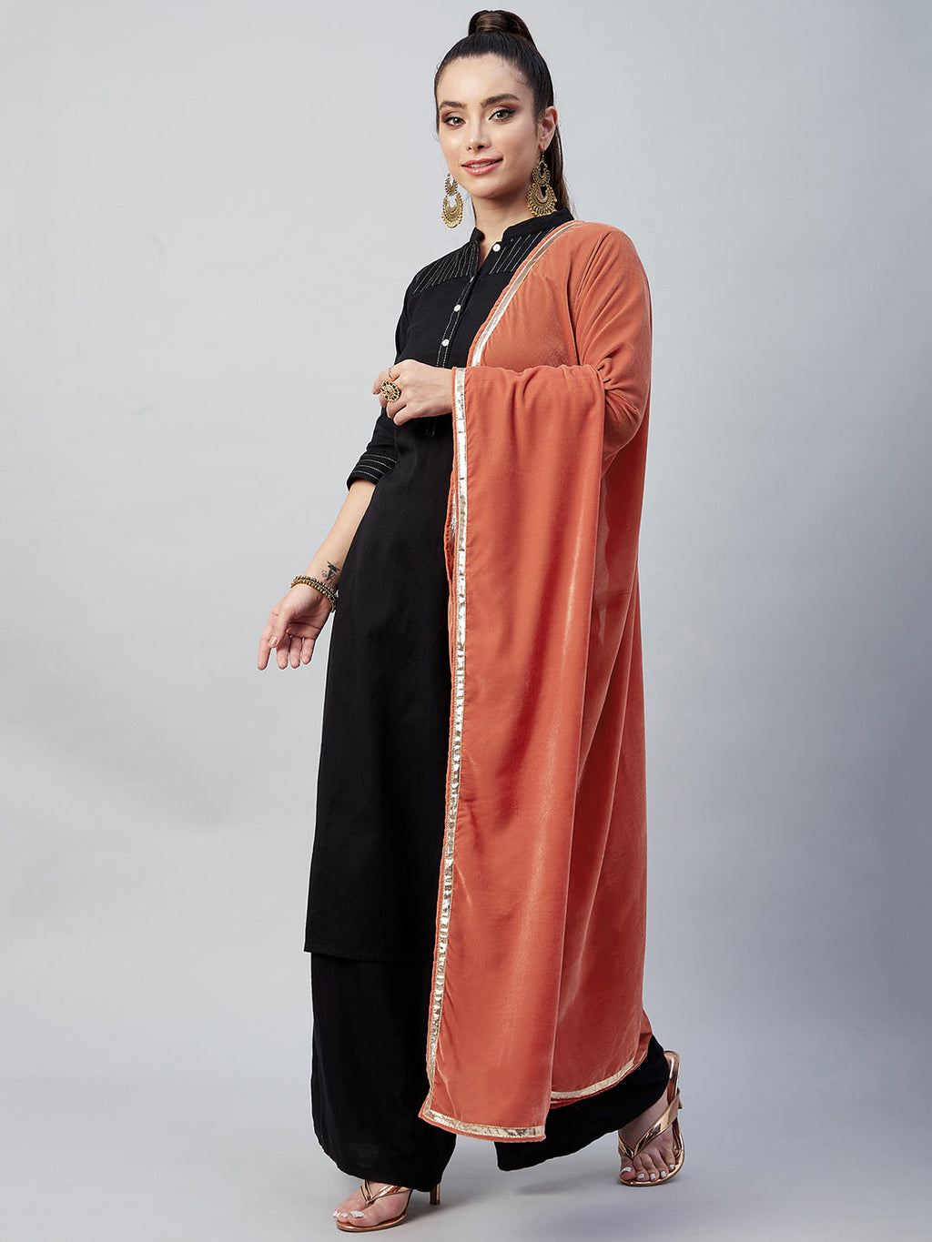 InWeave Rust Solid Velvet Shawl | Grocsy