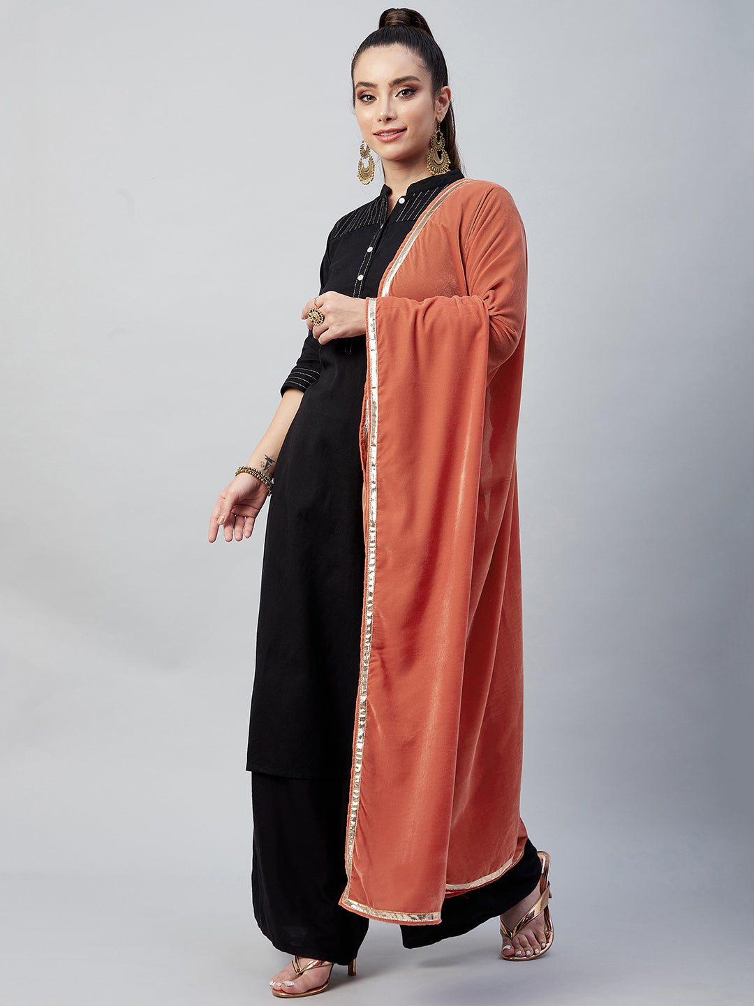 InWeave Rust Solid Velvet Shawl | Grocsy