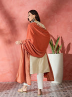 InWeave Rust Solid Velvet Shawl | Grocsy