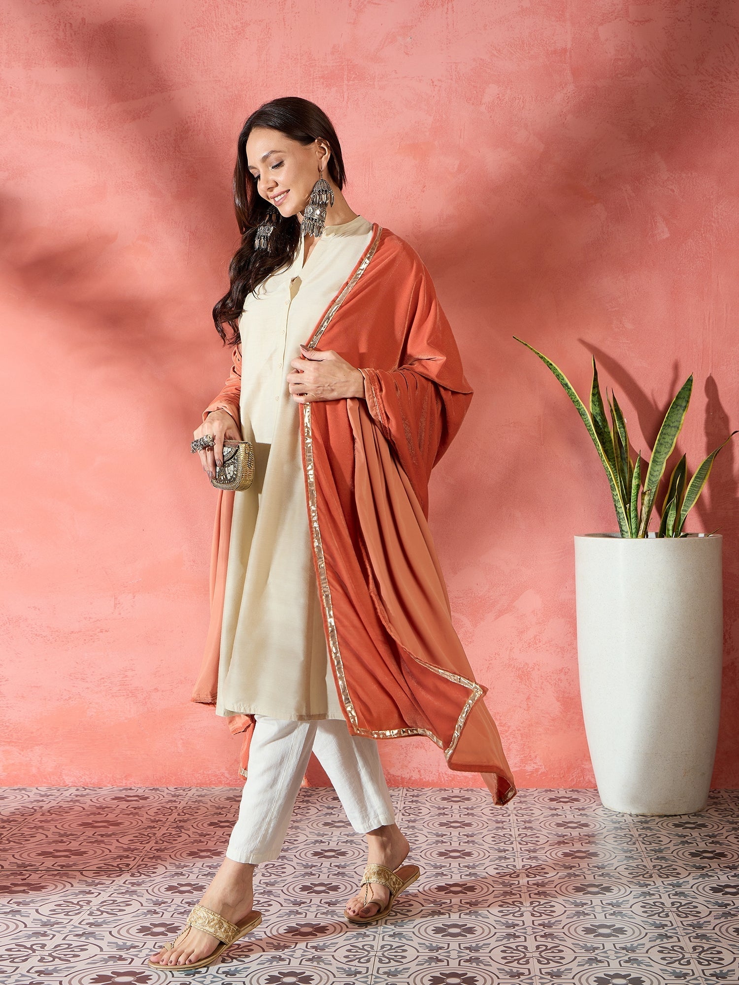InWeave Rust Solid Velvet Shawl | Grocsy