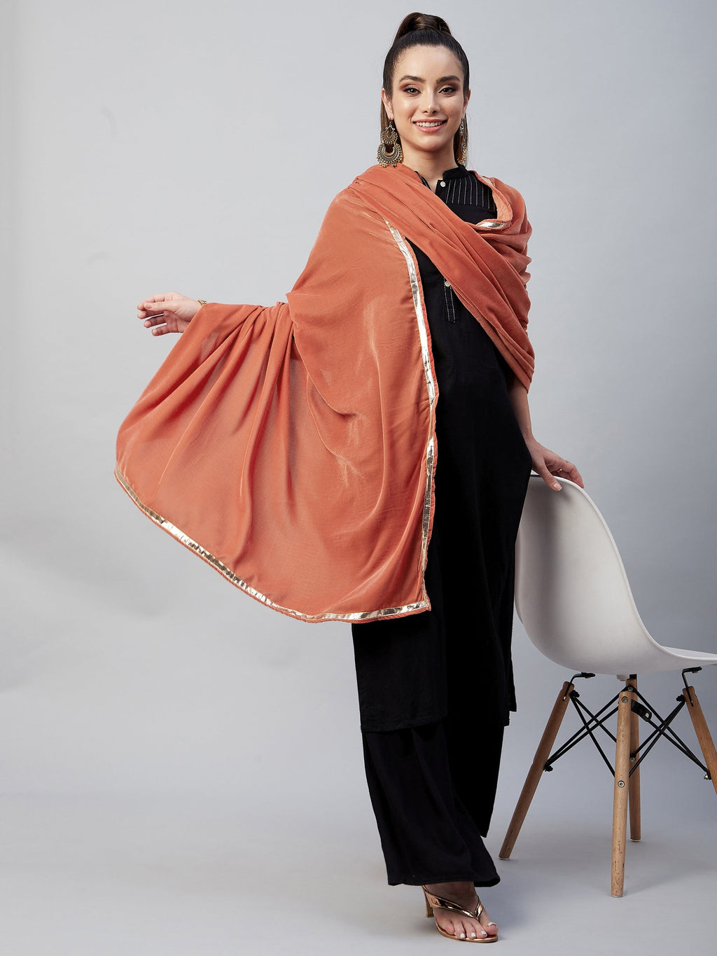 InWeave Rust Solid Velvet Shawl | Grocsy