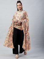 InWeave Peach Printed Velvet Shawl | Grocsy