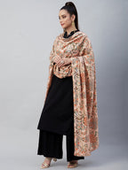 InWeave Peach Printed Velvet Shawl | Grocsy