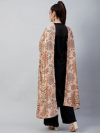 InWeave Peach Printed Velvet Shawl | Grocsy