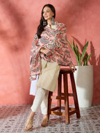 InWeave Peach Printed Velvet Shawl | Grocsy
