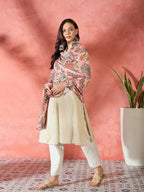 InWeave Peach Printed Velvet Shawl | Grocsy