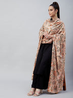 InWeave Peach Printed Velvet Shawl | Grocsy