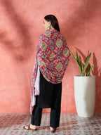 InWeave Red Printed Velvet Shawl | Grocsy