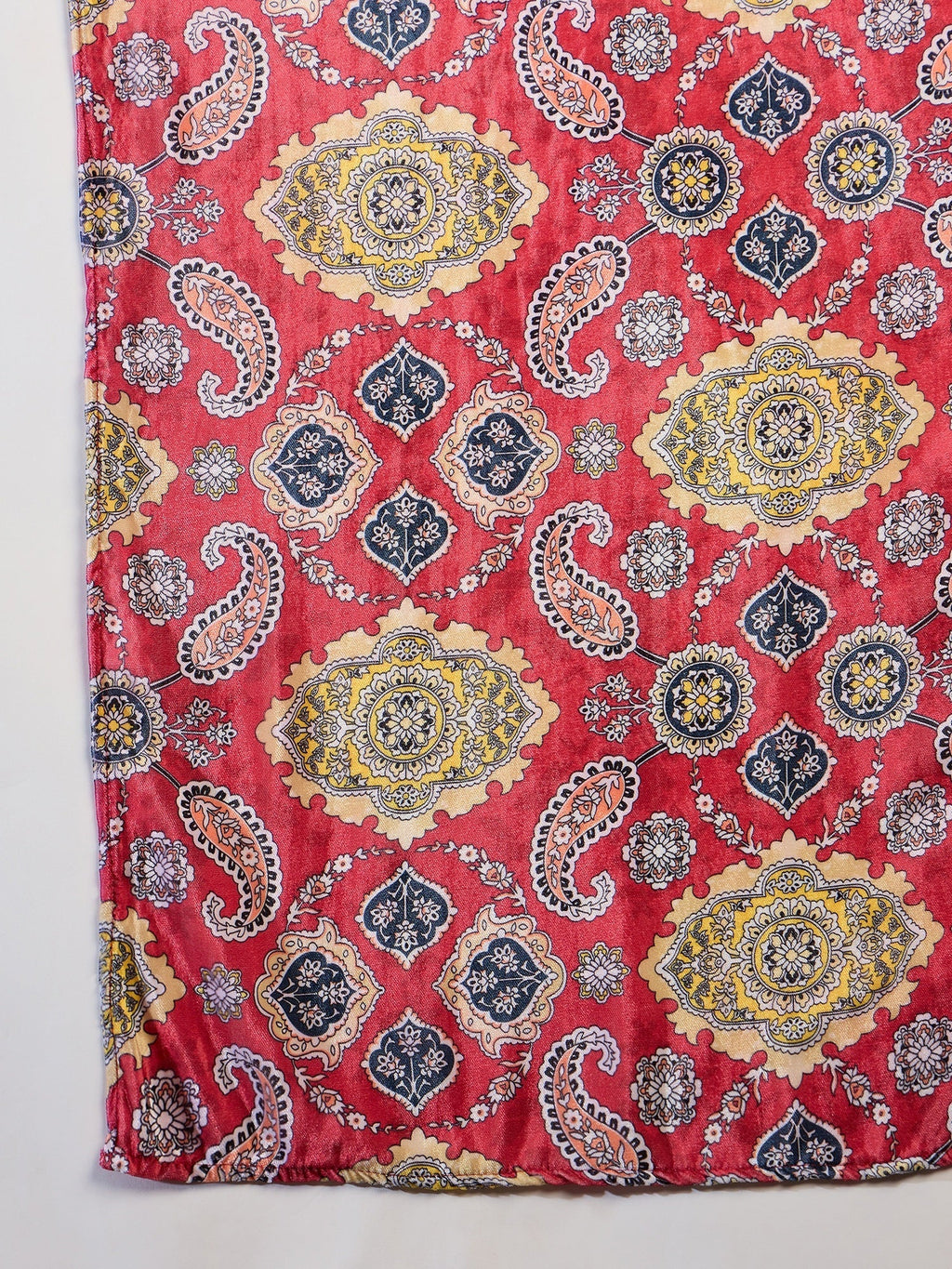 InWeave Red Printed Velvet Shawl | Grocsy