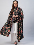 InWeave Black Printed Velvet Shawl | Grocsy