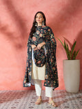 InWeave Black Printed Velvet Shawl | Grocsy