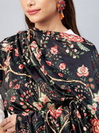 InWeave Black Printed Velvet Shawl | Grocsy