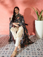InWeave Black Printed Velvet Shawl | Grocsy
