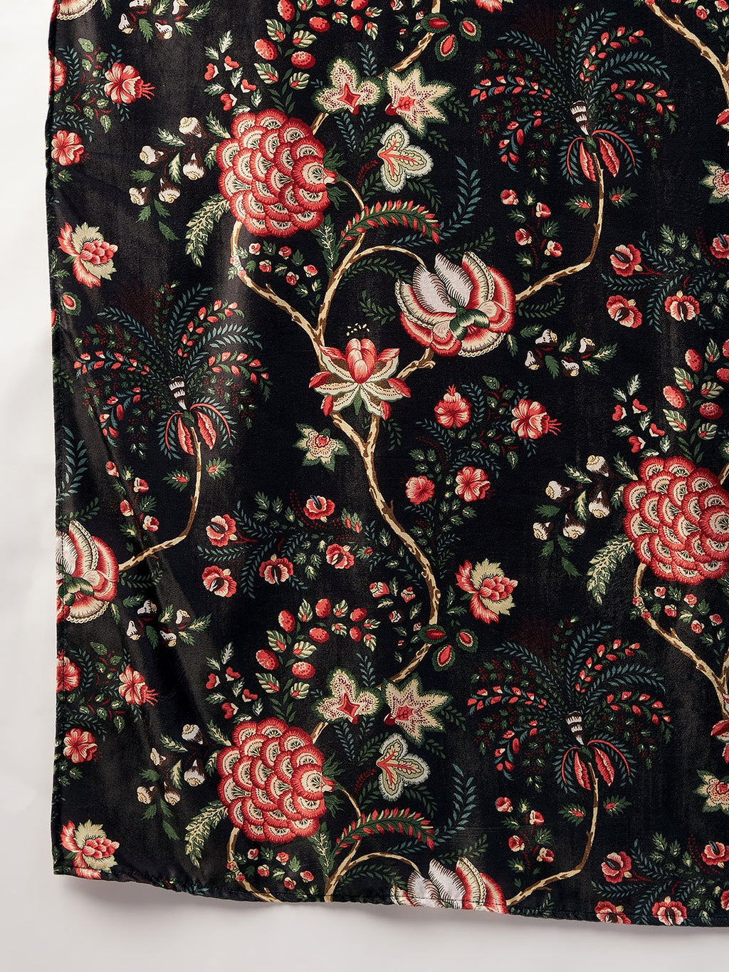 InWeave Black Printed Velvet Shawl | Grocsy