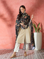 InWeave Black Printed Velvet Shawl | Grocsy
