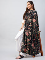 InWeave Black Printed Velvet Shawl | Grocsy