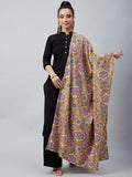 InWeave Yellow Printed Velvet Shawl | Grocsy