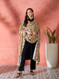 InWeave Yellow Printed Velvet Shawl | Grocsy