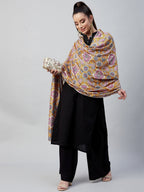 InWeave Yellow Printed Velvet Shawl | Grocsy