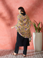 InWeave Yellow Printed Velvet Shawl | Grocsy