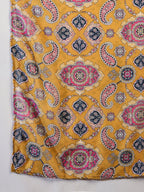 InWeave Yellow Printed Velvet Shawl | Grocsy