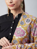 InWeave Yellow Printed Velvet Shawl | Grocsy