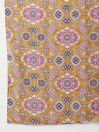 InWeave Yellow Printed Velvet Shawl | Grocsy