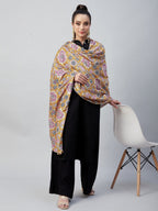 InWeave Yellow Printed Velvet Shawl | Grocsy
