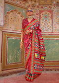Monjolika Fashion Silk Patola Print Trendy Saree in Dark Red | Grocsy