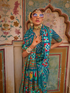 Monjolika Fashion Silk Patola Print Trendy Saree in Teal | Grocsy