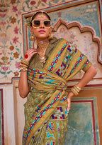 Monjolika Fashion Silk Patola Print Trendy Saree in Olive | Grocsy