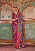 Monjolika Fashion Silk Patola Print Trendy Saree in Burgundy | Grocsy