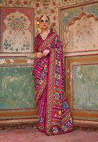 Monjolika Fashion Silk Patola Print Trendy Saree in Burgundy | Grocsy