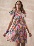 InWeave Multi Flower Short Dress | Grocsy