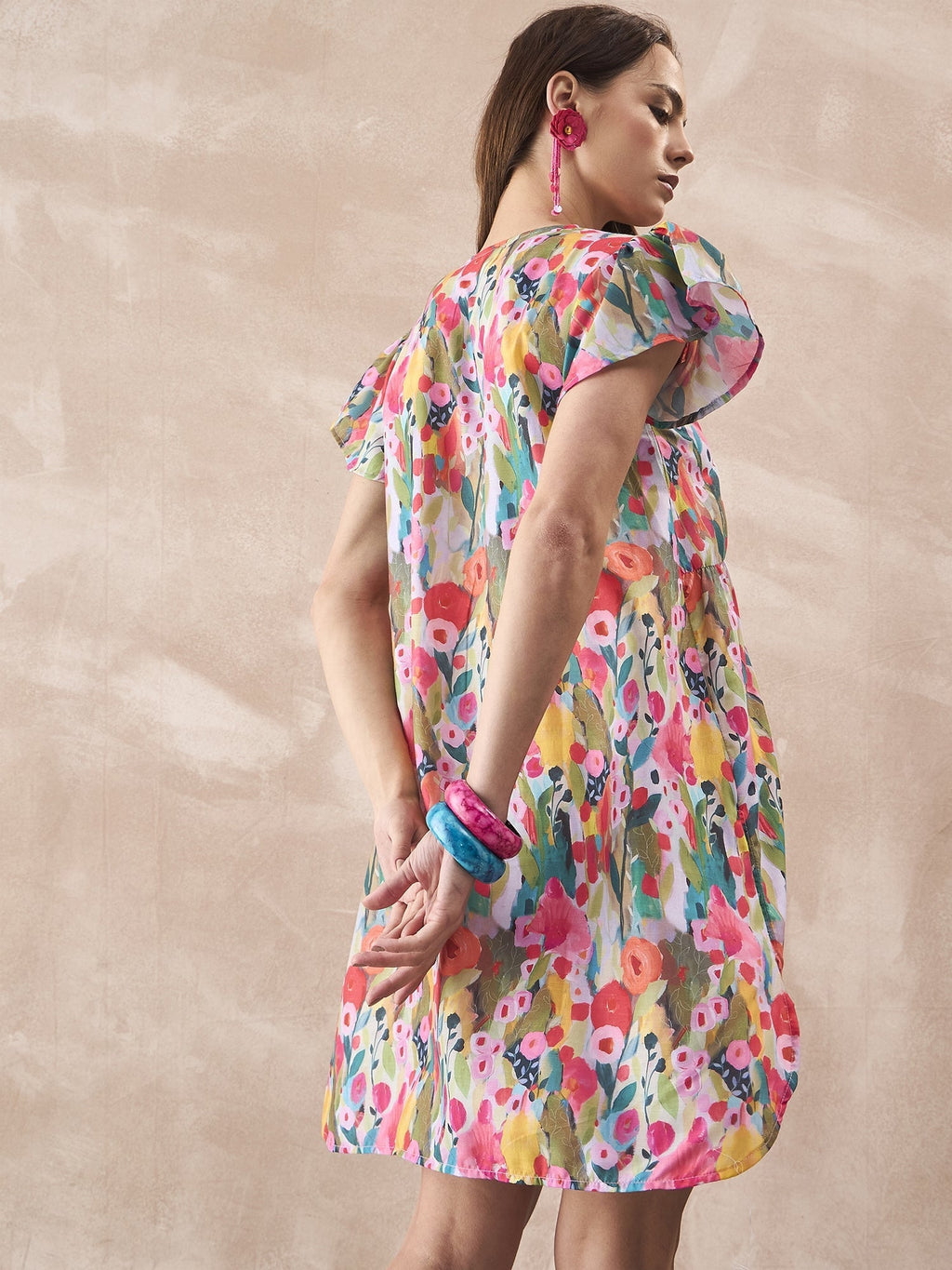 InWeave Multi Flower Short Dress | Grocsy