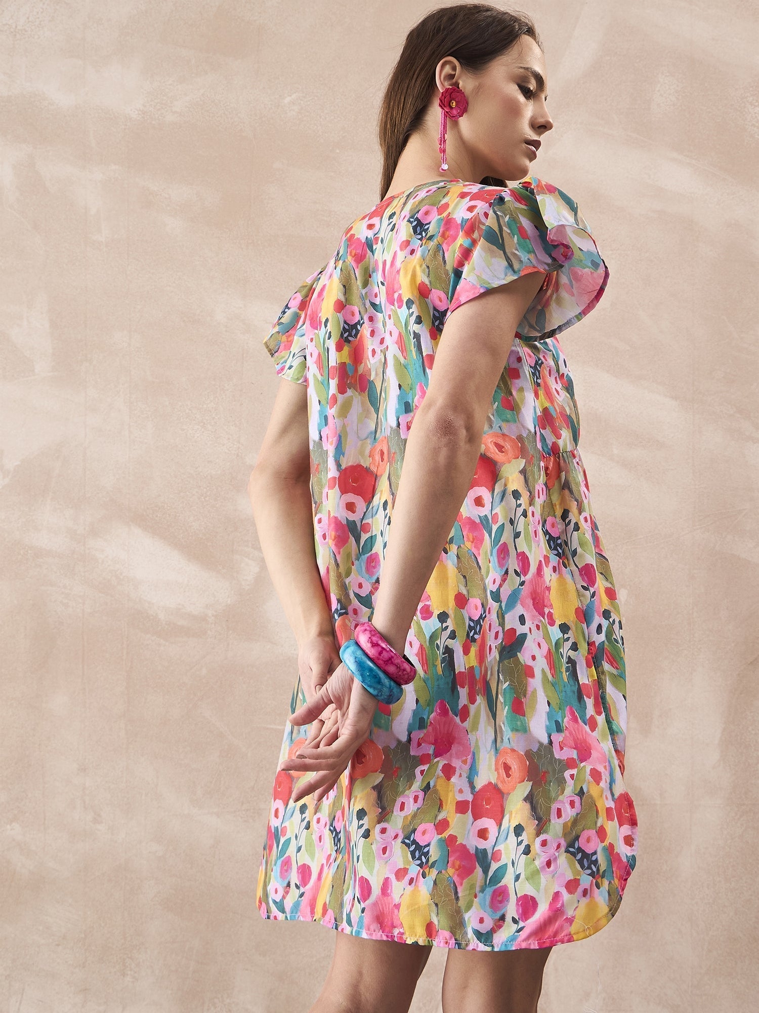 InWeave Multi Flower Short Dress | Grocsy