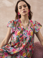 InWeave Multi Flower Short Dress | Grocsy