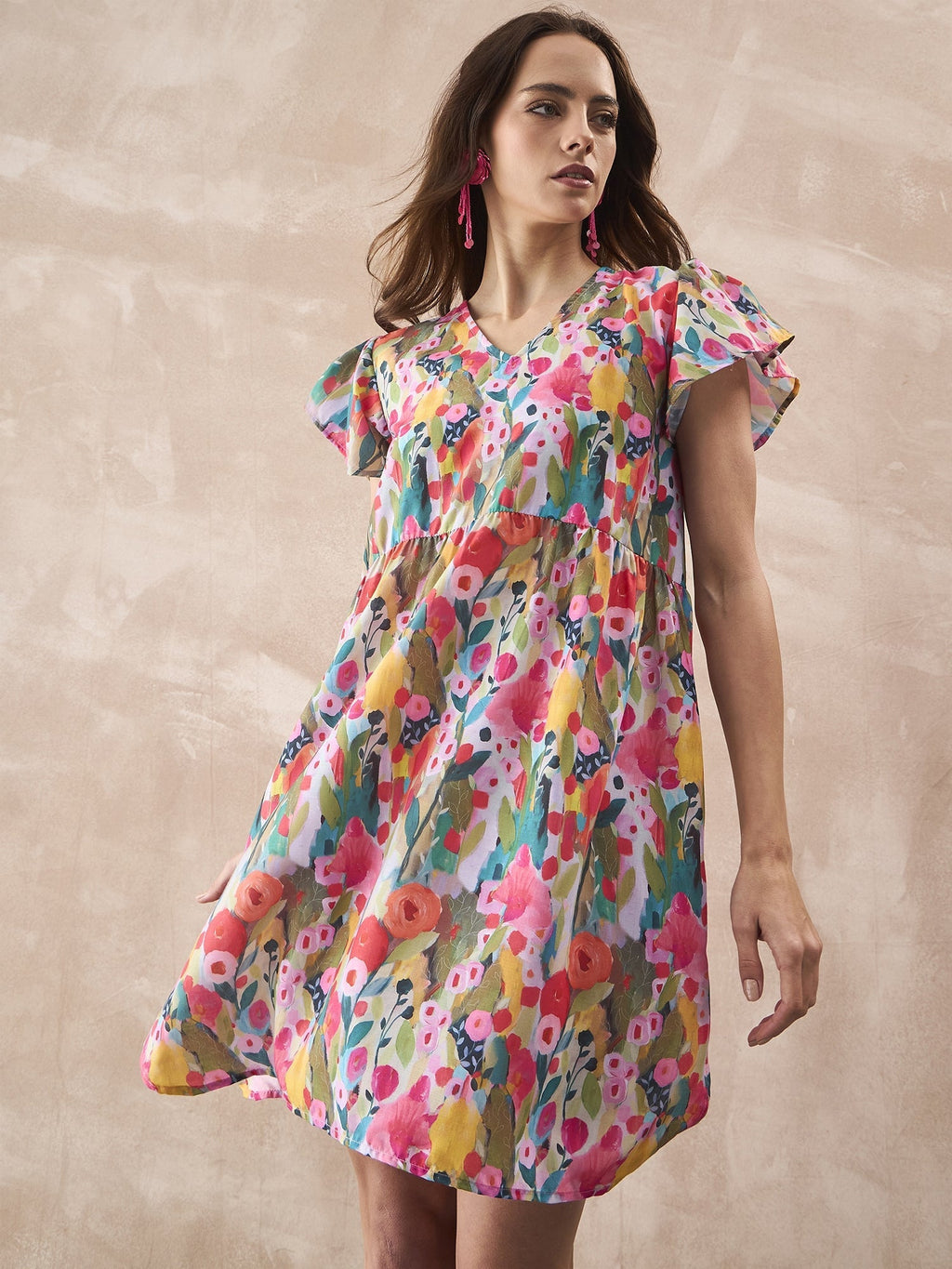 InWeave Multi Flower Short Dress | Grocsy