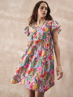 InWeave Multi Flower Short Dress | Grocsy