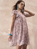 InWeave Ivory Tree Parrot Short Dress | Grocsy