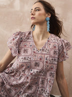 InWeave Ivory Tree Parrot Short Dress | Grocsy